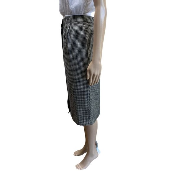 Giorgio Sant'Angelo Classy Merino Wool Gingham Pattern A-Line Skirt 6 - Picture 2 of 7